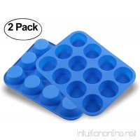 Ohequbao 12-Cup Silicone Muffin Pan  Pack of 2 Non-Stick Cupcake Molds  Non-Stick Cupcake Baking Pan/BPA Free and Dishwasher Safe (Blue) - B07DFH8MRC